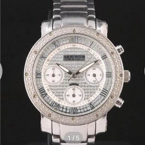 Akribos XXIV Silver Women's stainless steel diamond chronograph watch